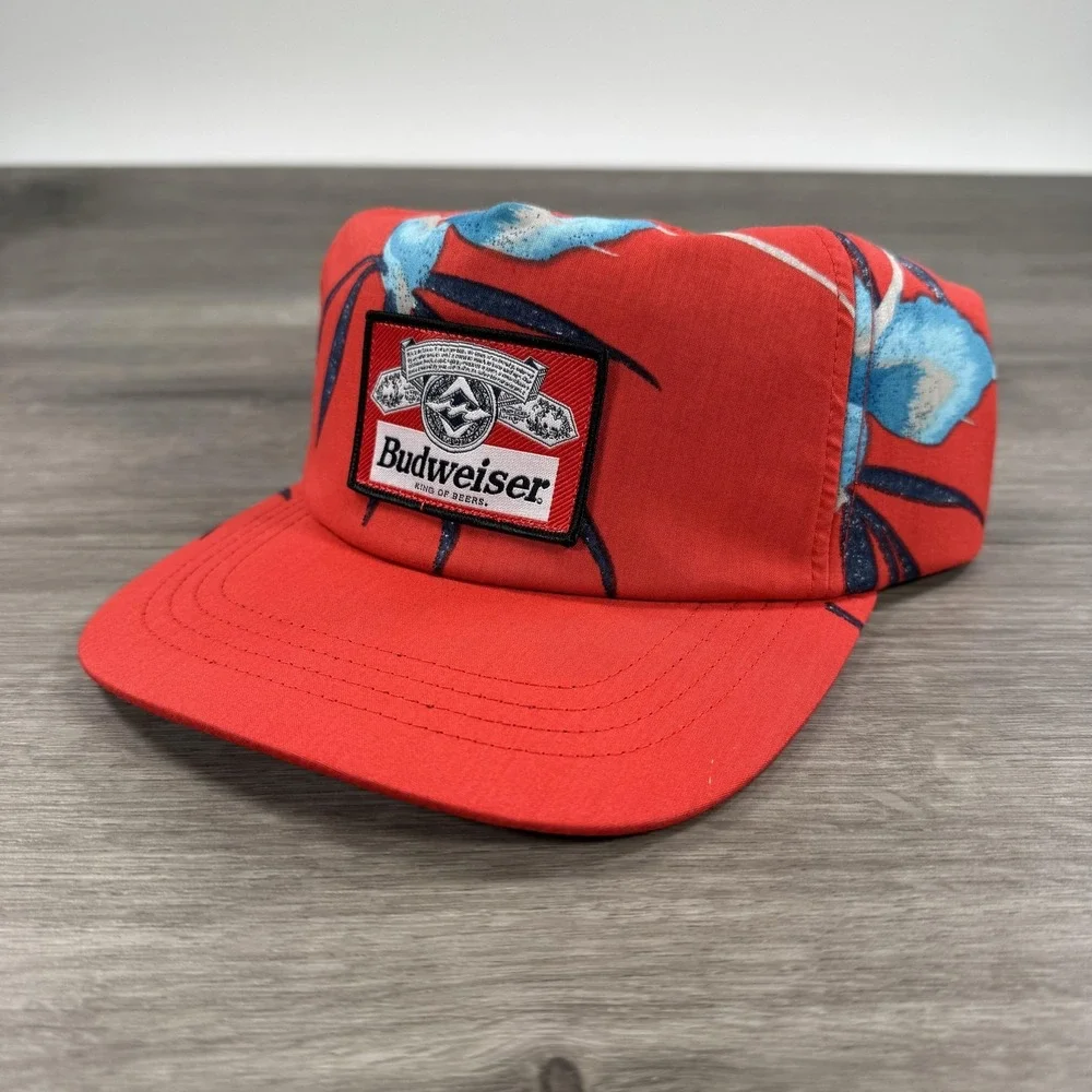 Budweiser Hat Cap Snap Back Red Floral Billabong Advertising Patch Mens Organic - Picture 2 of 10